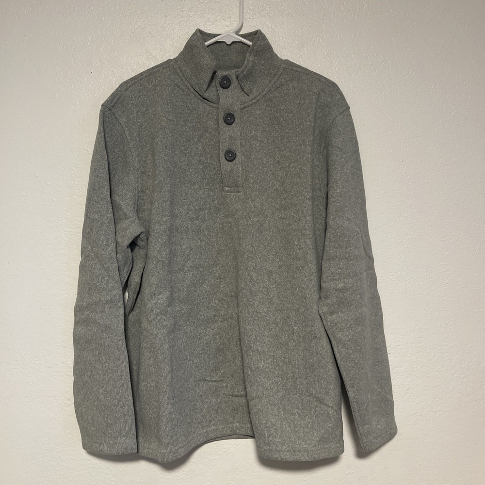 L.‎ L. Bean Polyester 3 Button Pullover Size Large Regular Grey